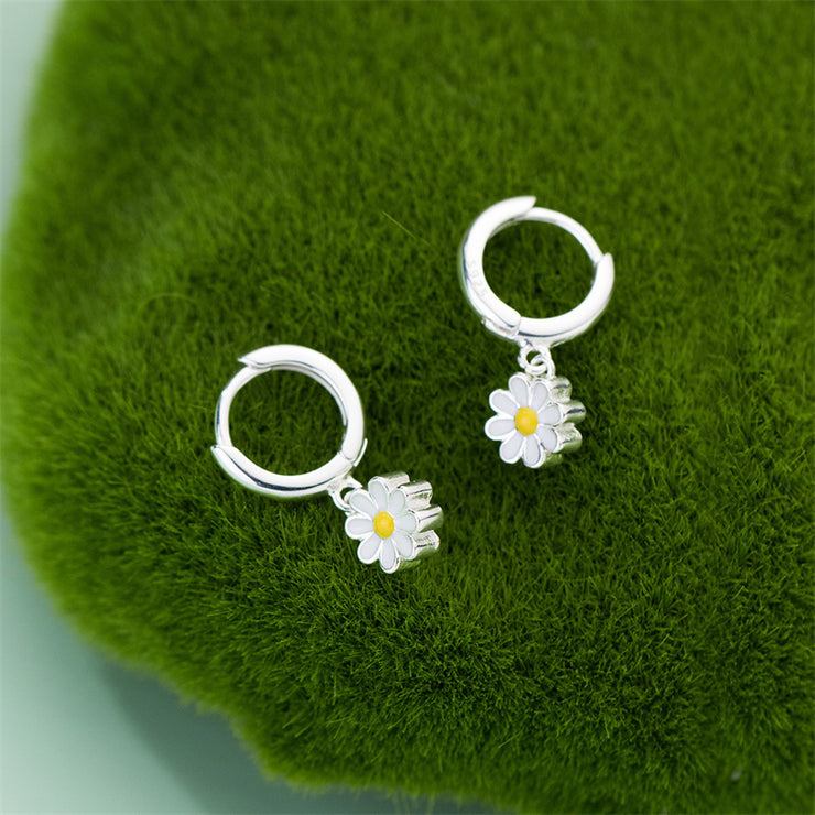 Daisy Flower Hoop Earrings