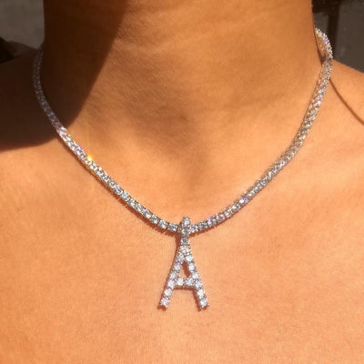 Crystal Initial Tennis Necklace